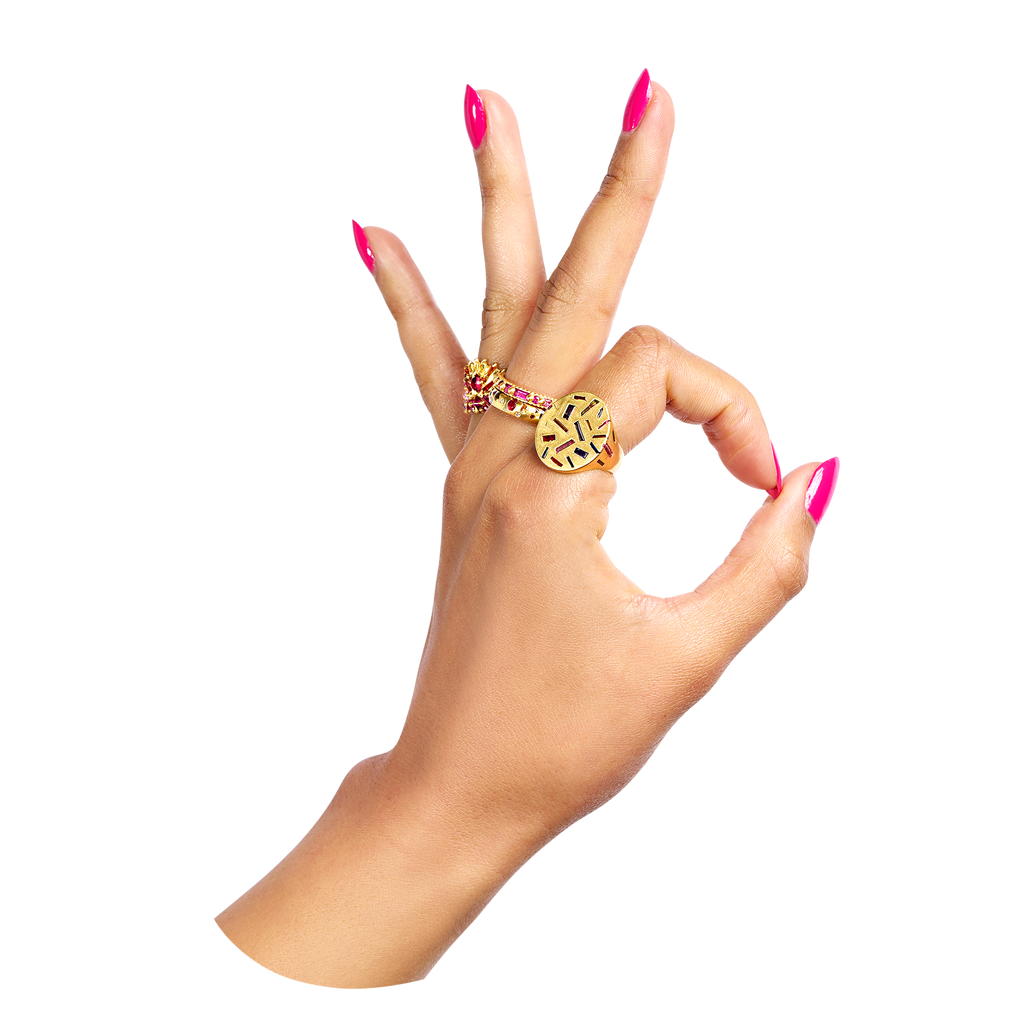 Three Relics Rainbow Jumbo Signet Ring - Size 7 - 12125