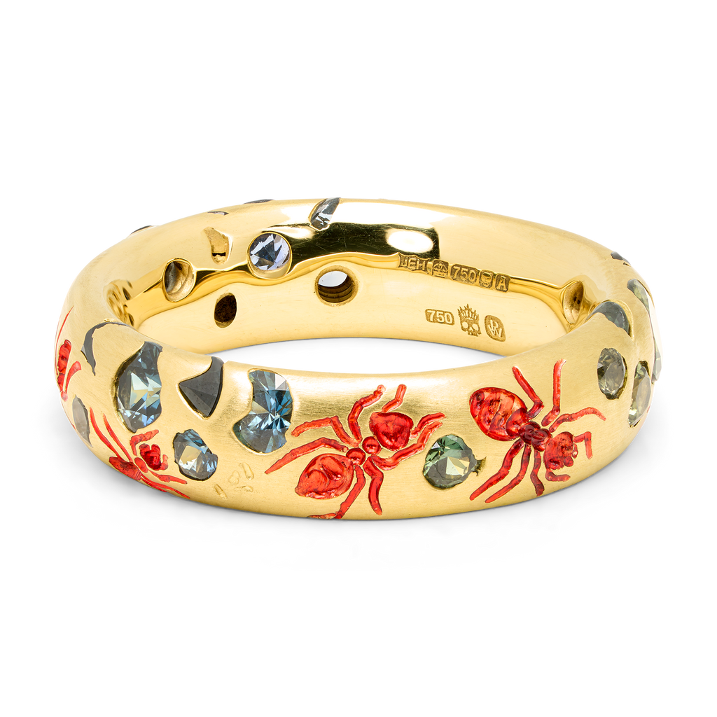 The Gatherers Wide Green Sprinkle Ring - Size 6.5 - 12122
