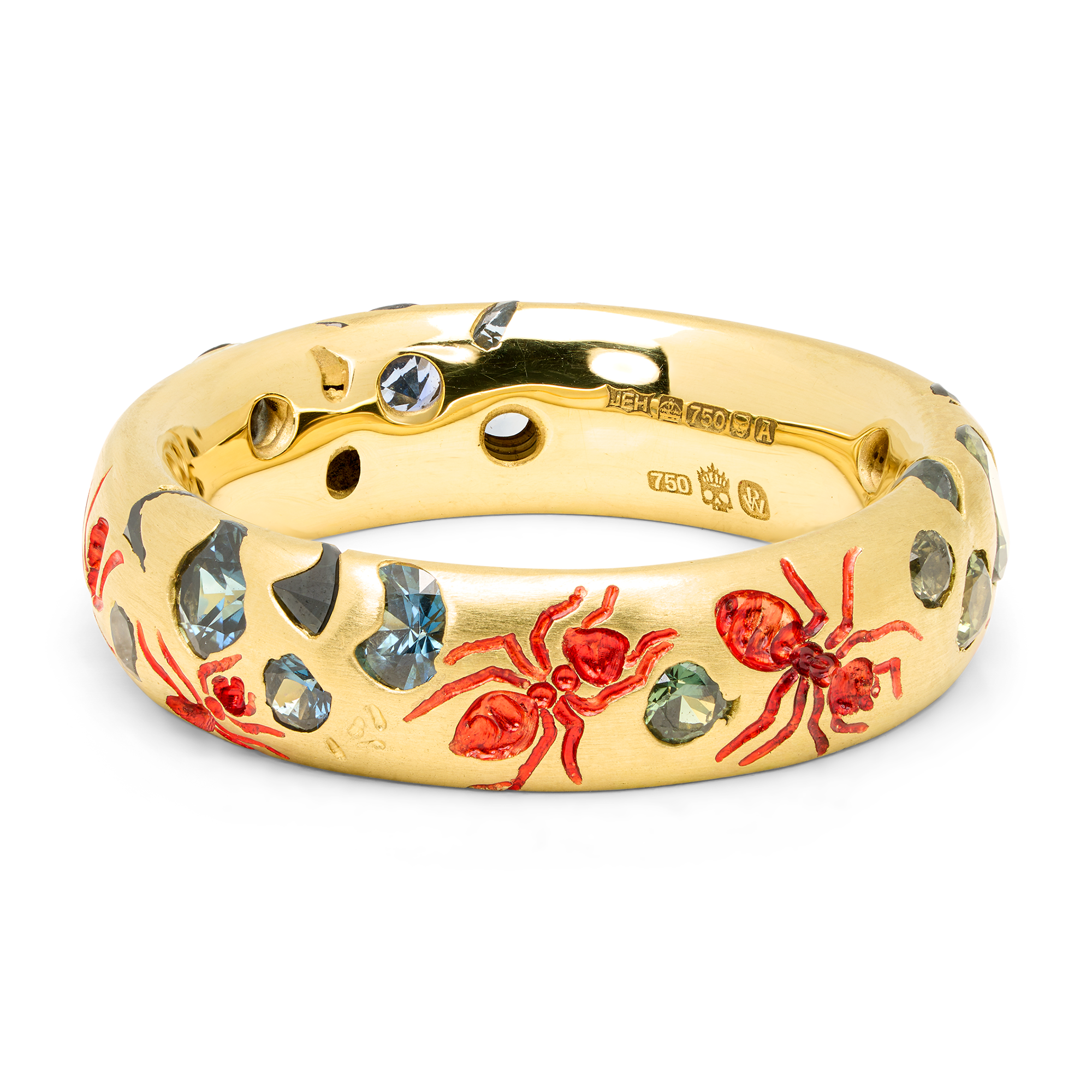 The Gatherers Wide Green Sprinkle Ring - Size 6.5 - 12122