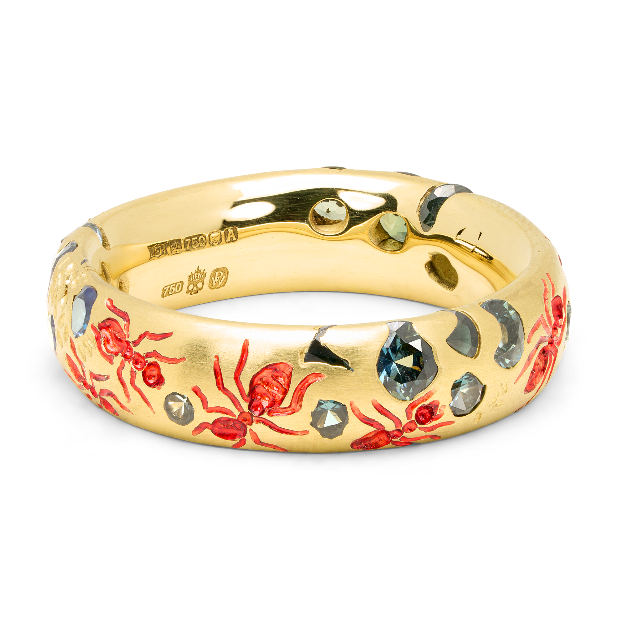 The Gatherers Wide Green Sprinkle Ring - Size 6.5 - 12122