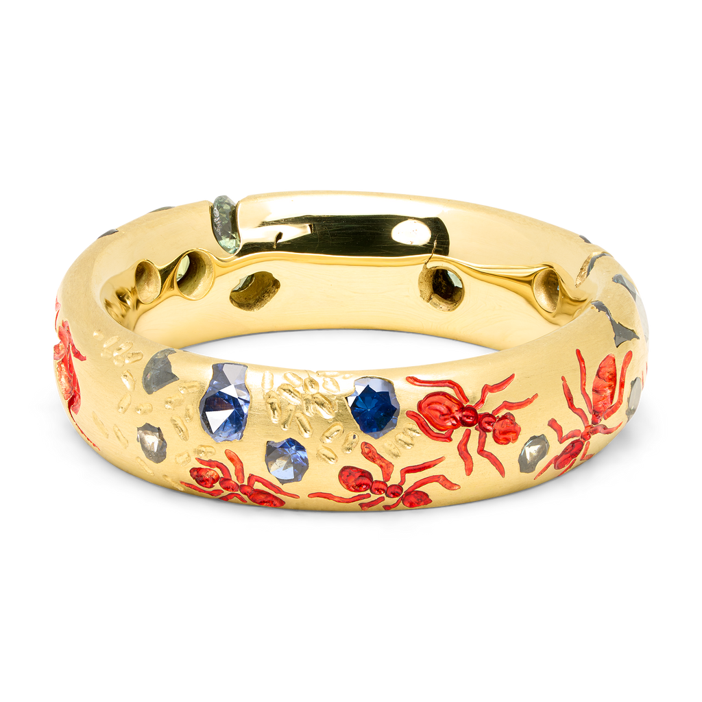 The Gatherers Wide Green Sprinkle Ring - Size 6.5 - 12122