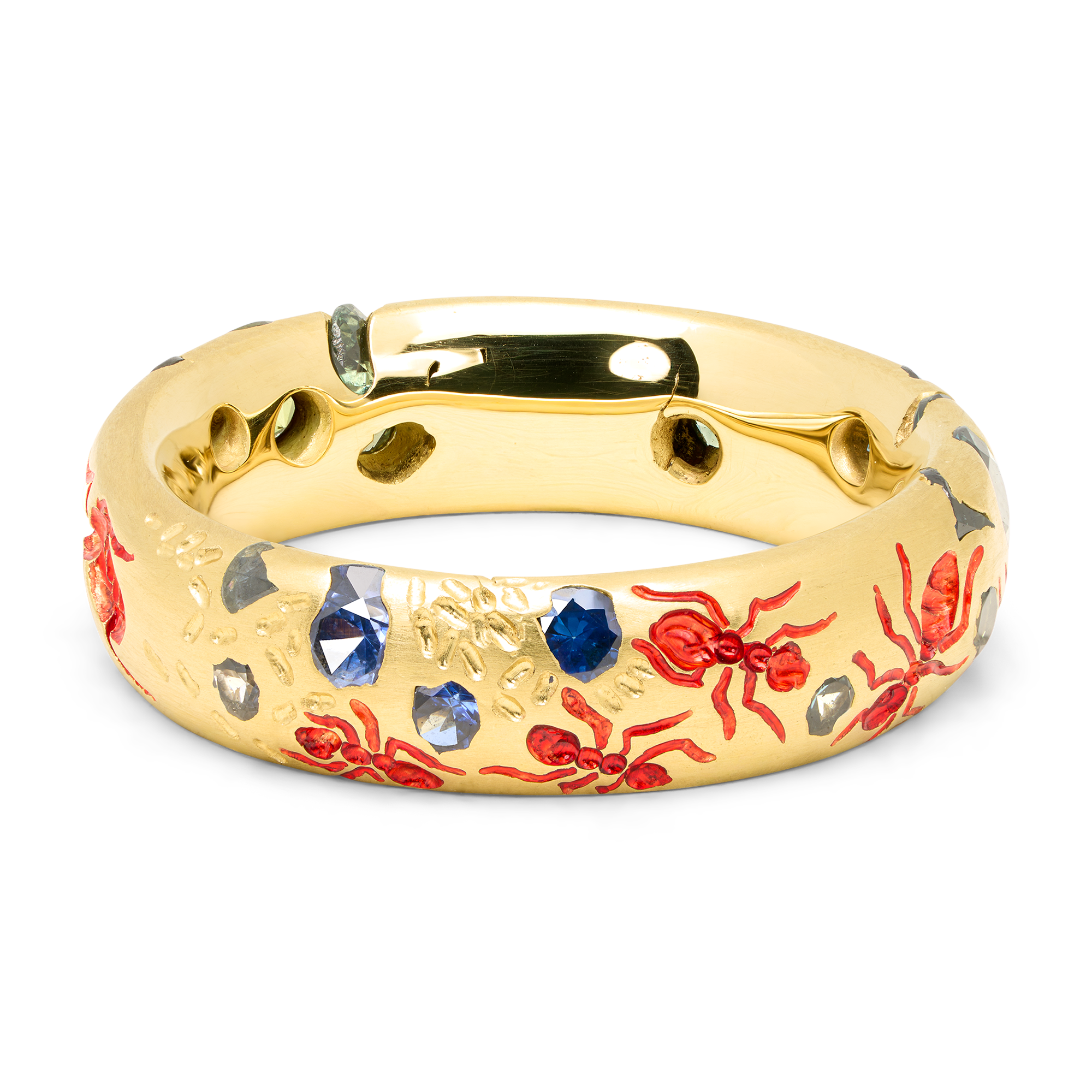 The Gatherers Wide Green Sprinkle Ring - Size 6.5 - 12122