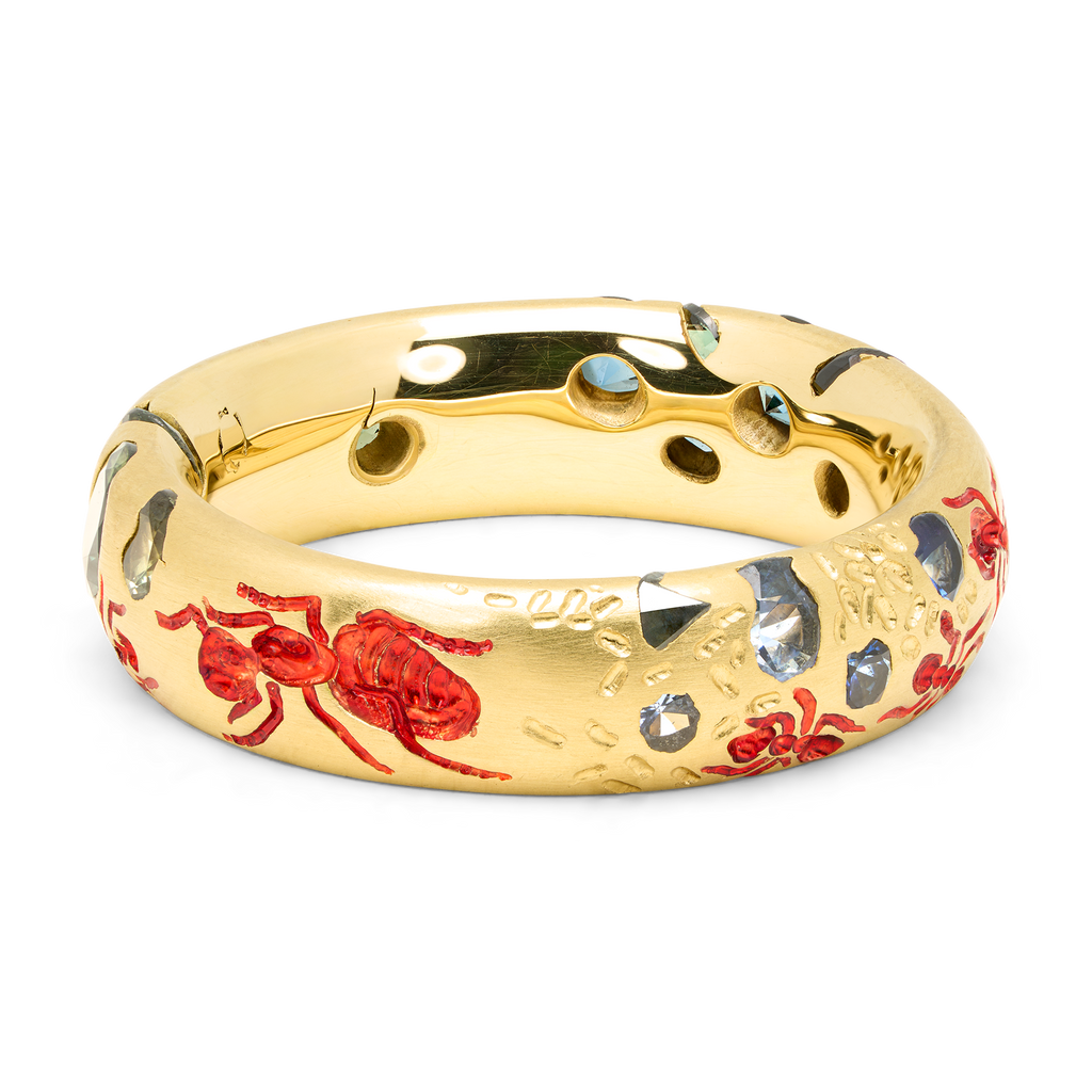 The Gatherers Wide Green Sprinkle Ring - Size 6.5 - 12122