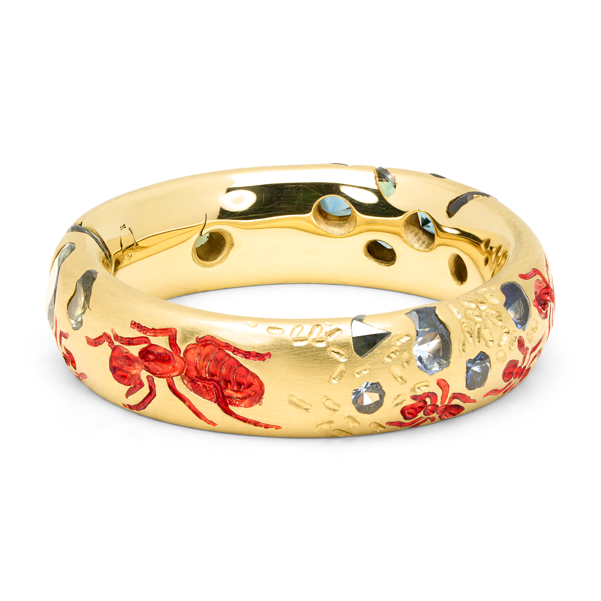 The Gatherers Wide Green Sprinkle Ring - Size 6.5 - 12122