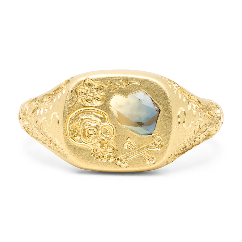 Friend & Foe Green Square Signet Ring - Size 5 - 12126
