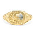 Friend & Foe Green Square Signet Ring - Size 5 - 12126