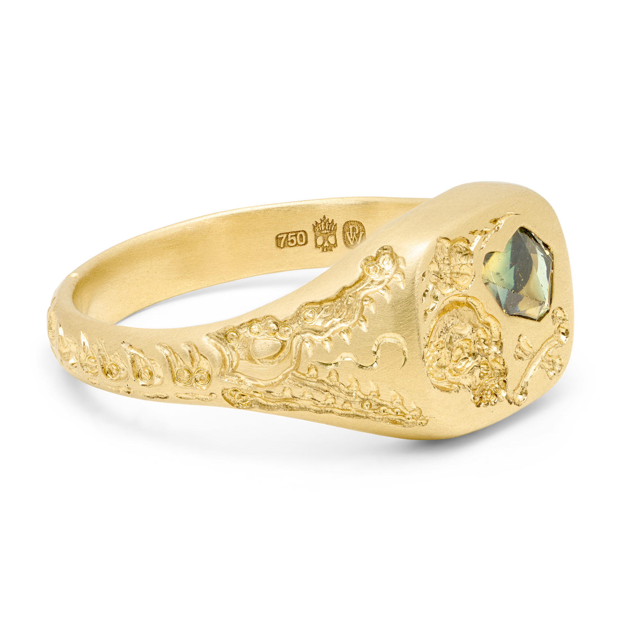 Friend & Foe Green Square Signet Ring - Size 5 - 12126