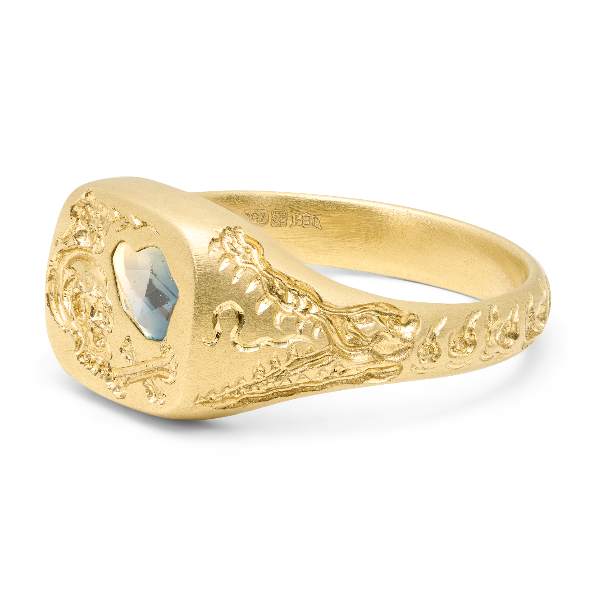 Friend & Foe Green Square Signet Ring - Size 5 - 12126