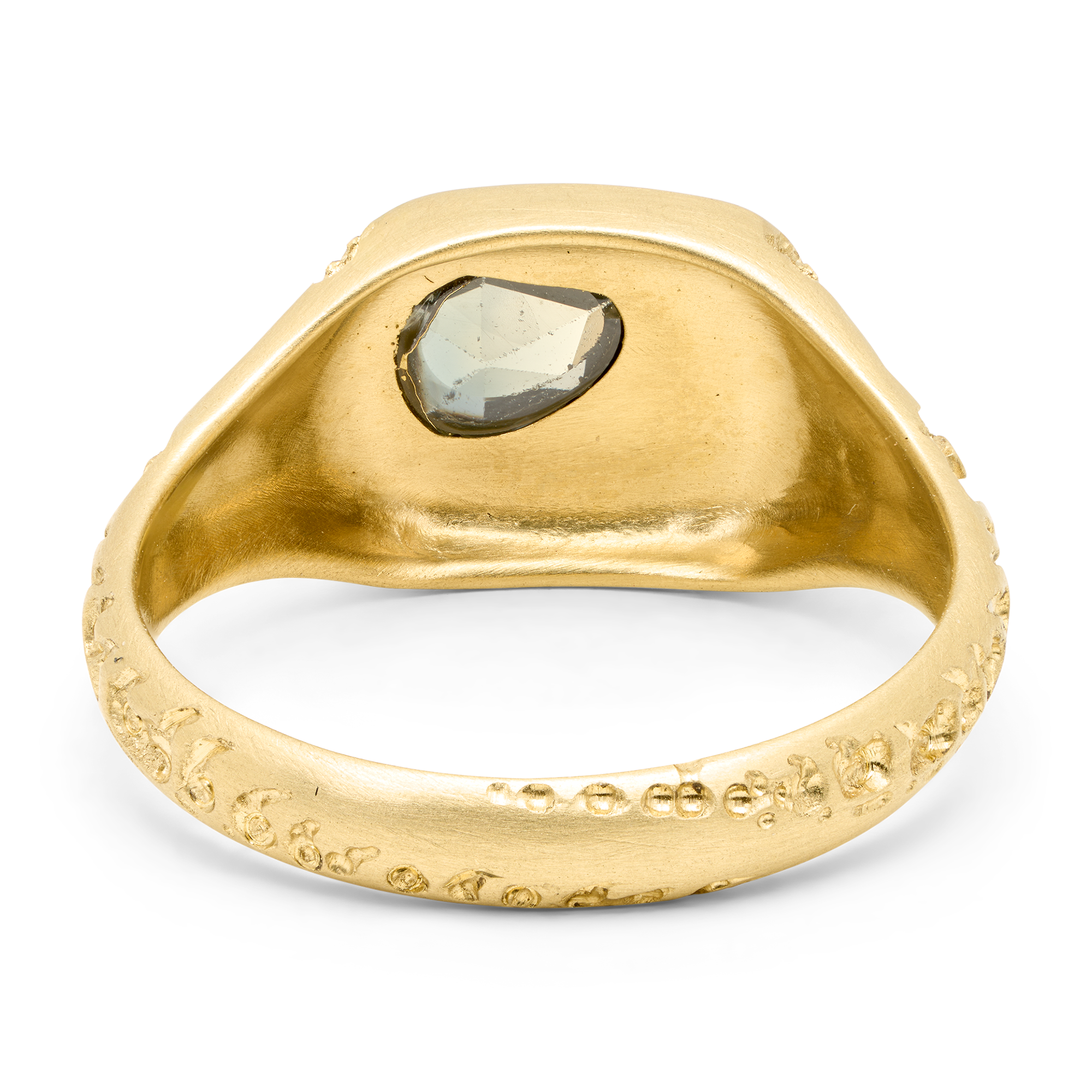 Friend & Foe Green Square Signet Ring - Size 5 - 12126