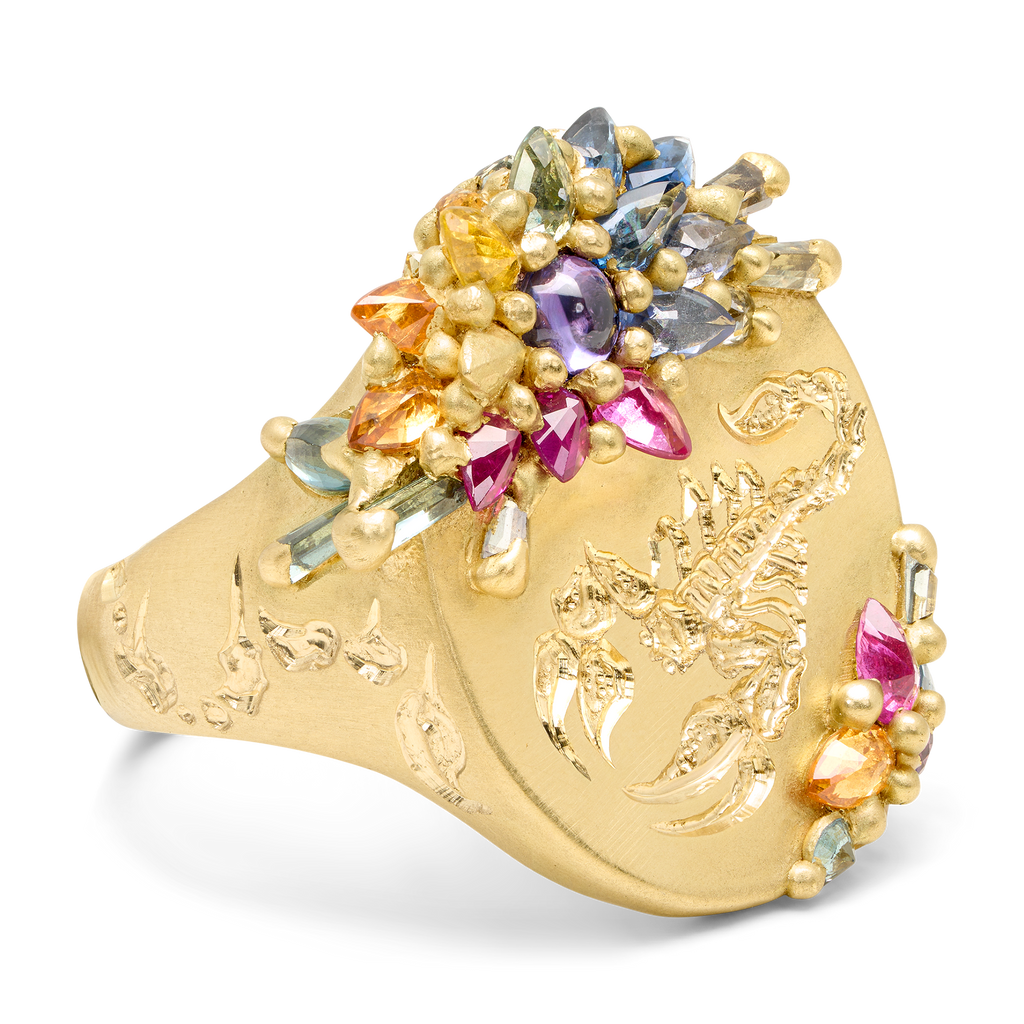 The Crawler Rainbow Clusterf@&$ Signet Ring - Size 7 - 12127