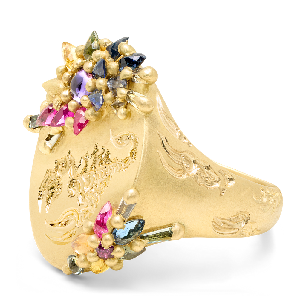The Crawler Rainbow Clusterf@&$ Signet Ring - Size 7 - 12127