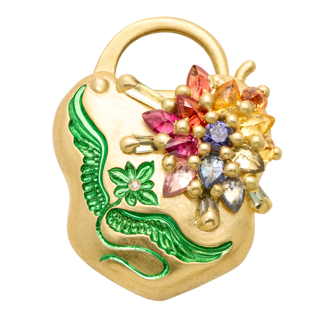 Flight of Fancy Rainbow Garland Padlock Necklace - 12244
