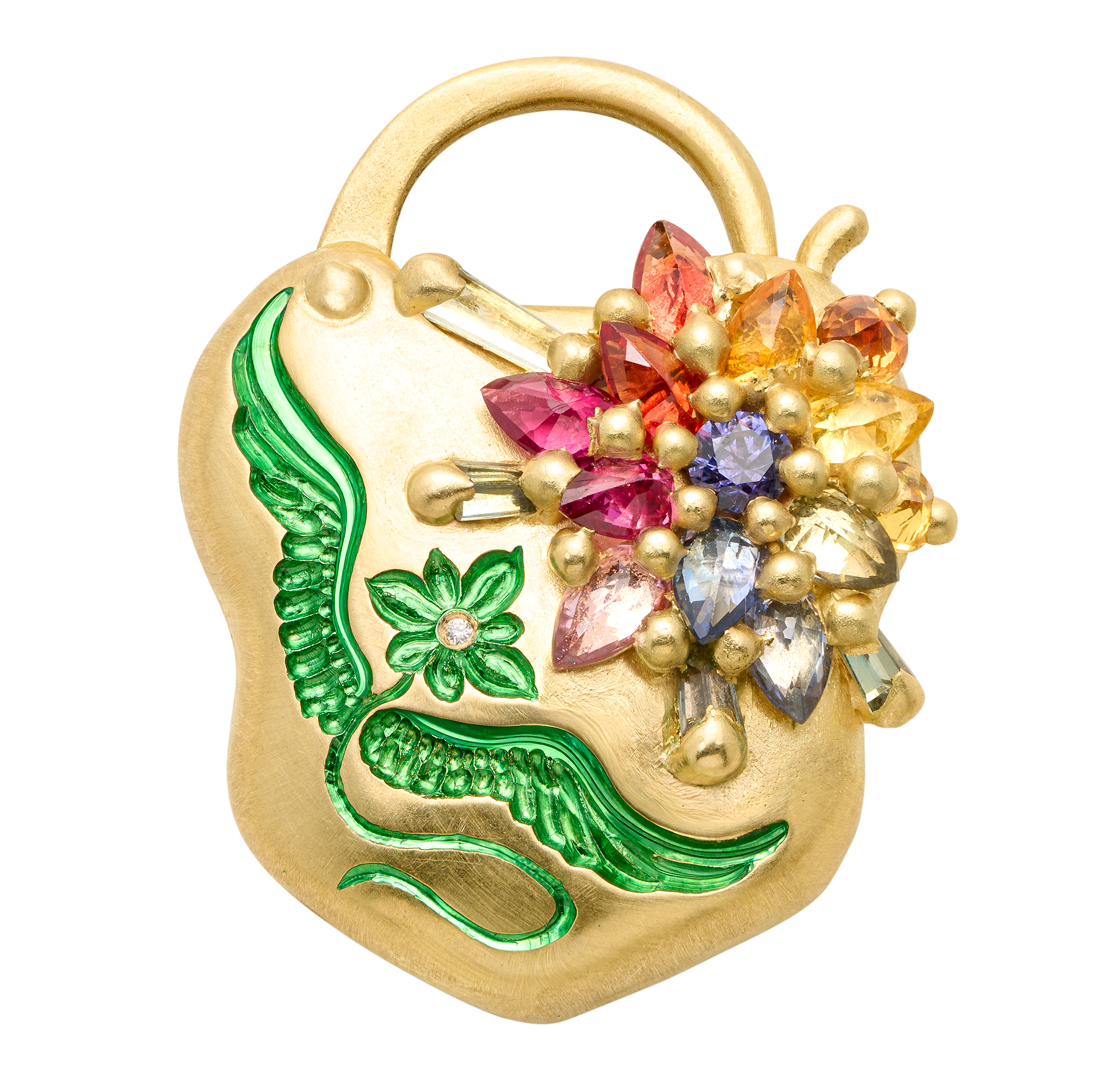Flight of Fancy Rainbow Garland Padlock Necklace - 12244