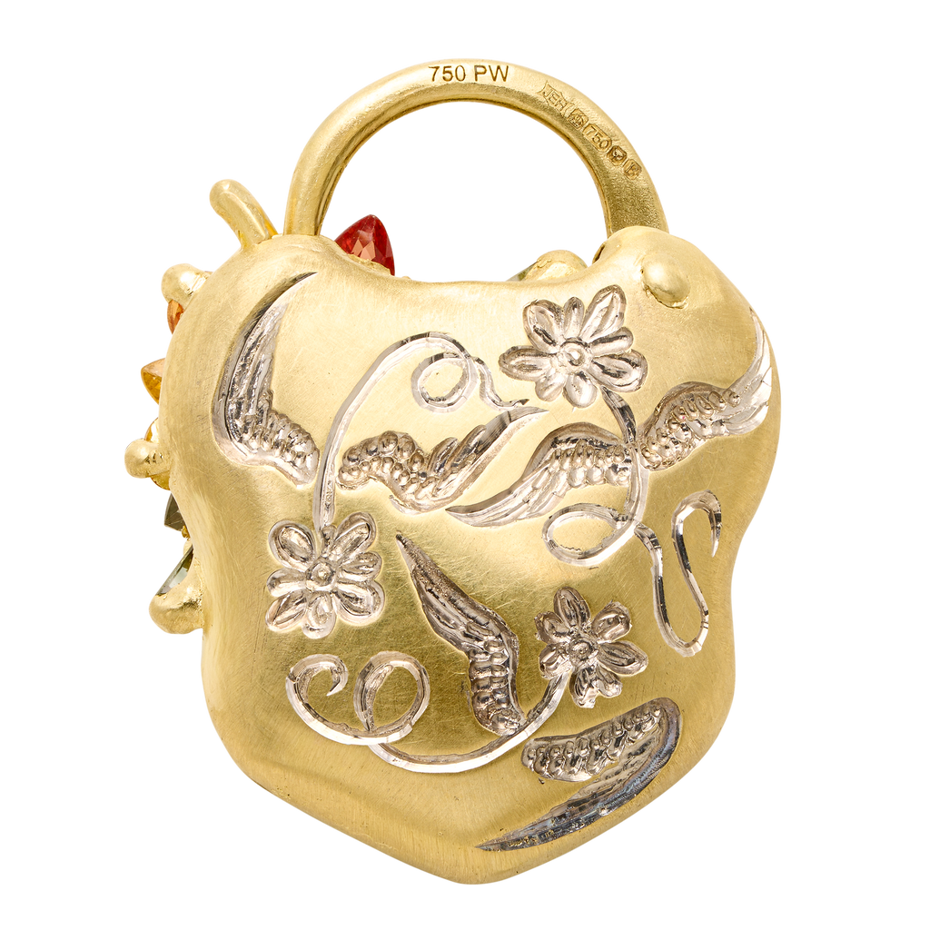 Flight of Fancy Rainbow Garland Padlock Necklace - 12244
