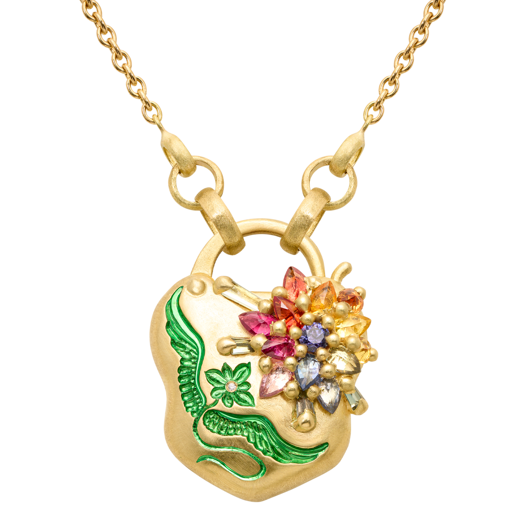 Flight of Fancy Rainbow Garland Padlock Necklace - 12244