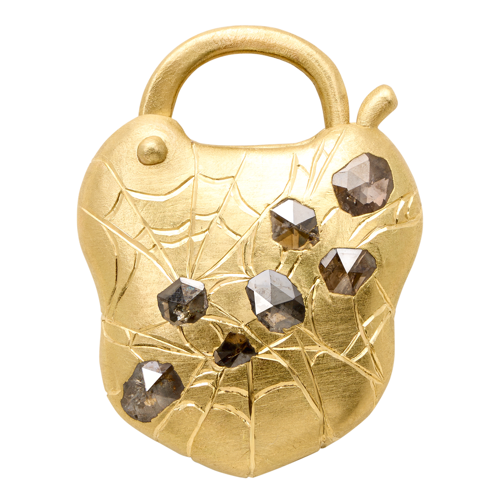 Dew Drops Cognac Diamond Padlock Necklace - 12245