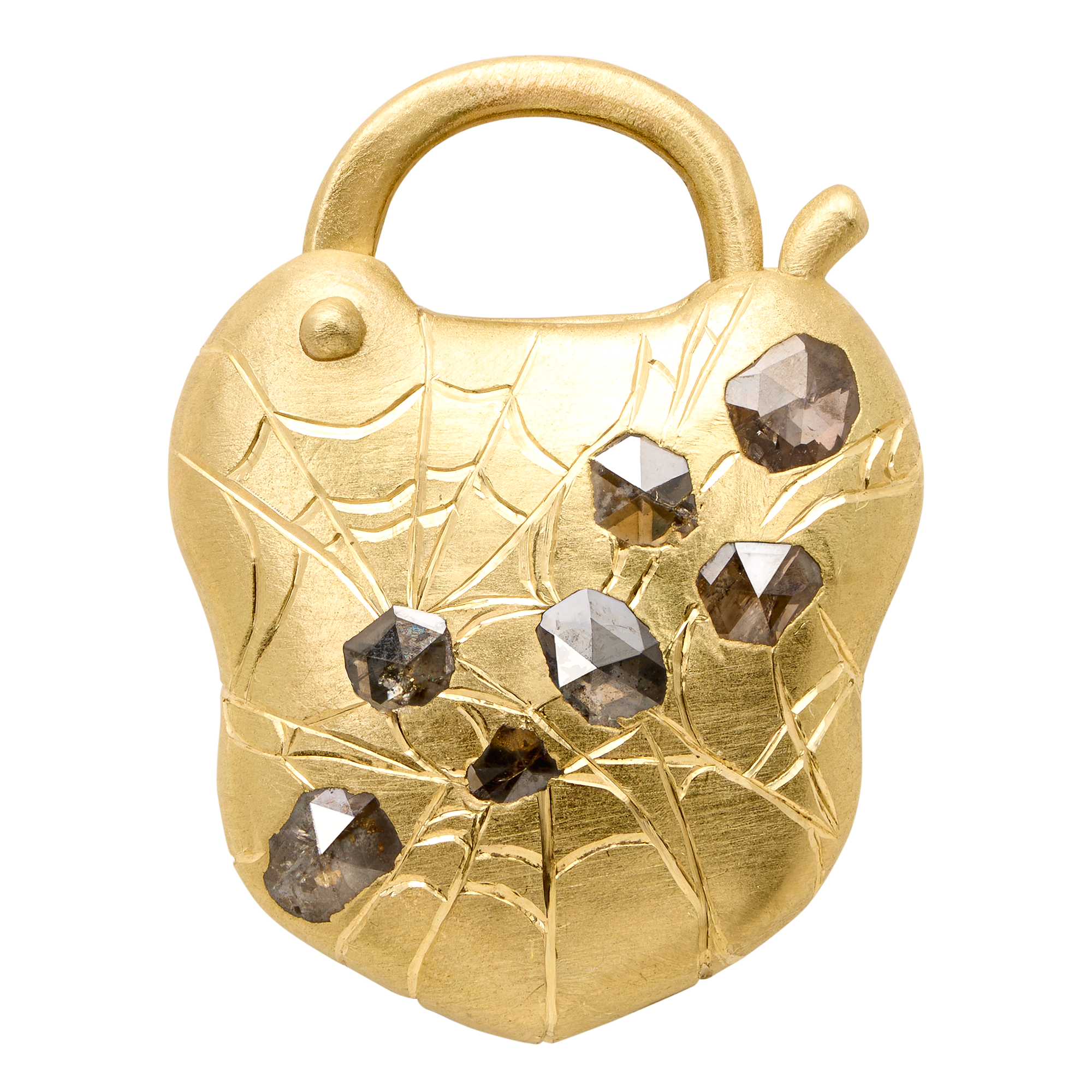 Dew Drops Cognac Diamond Padlock Necklace - 12245
