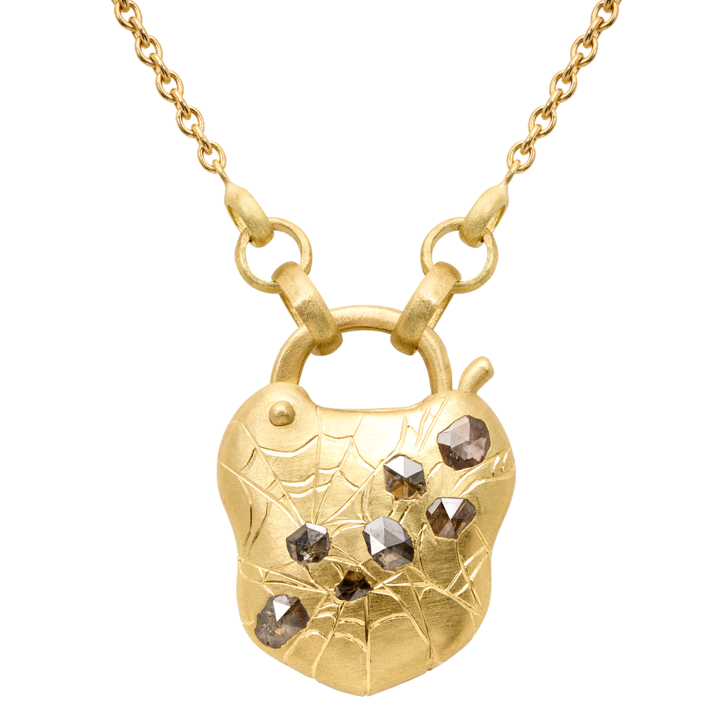 Dew Drops Cognac Diamond Padlock Necklace - 12245
