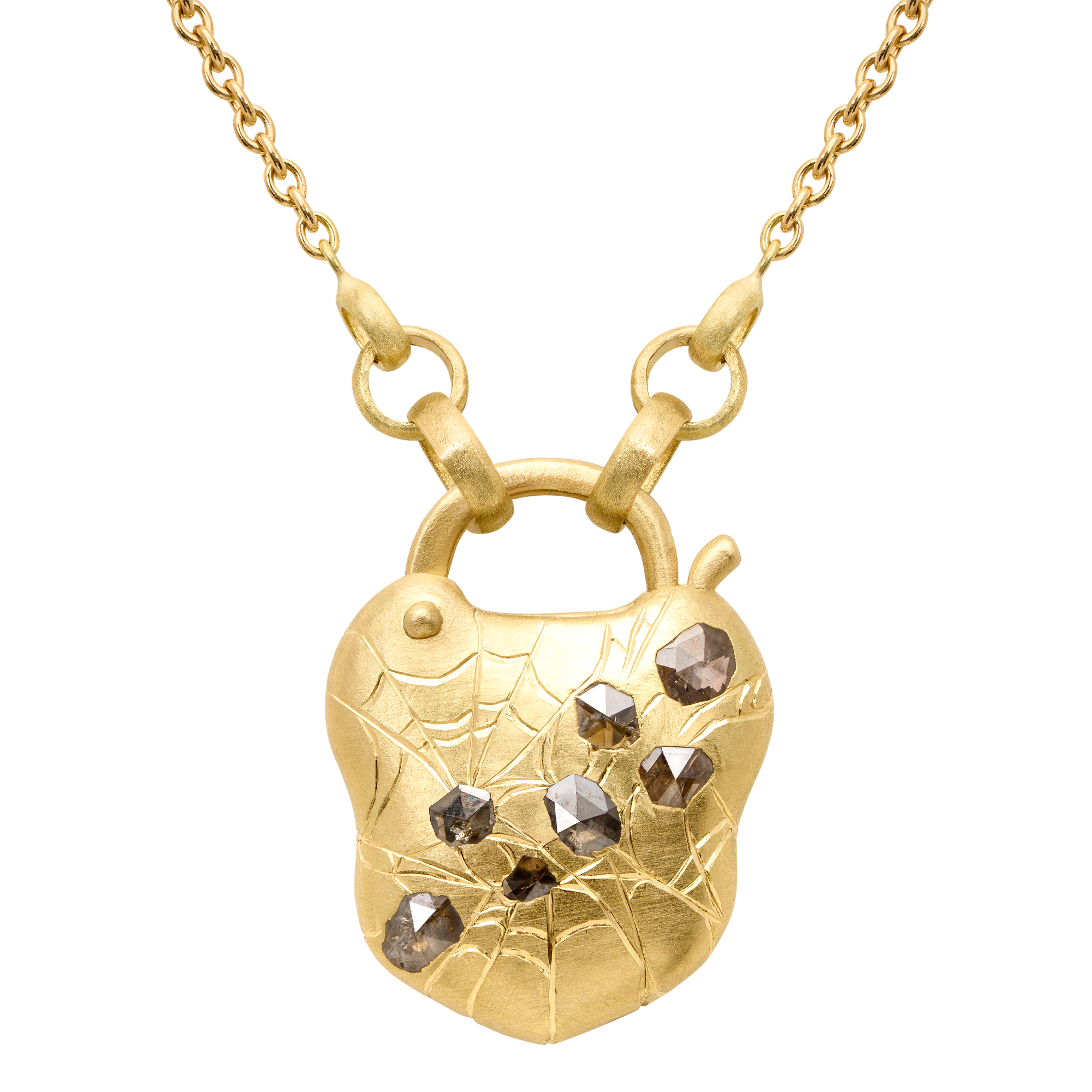 Dew Drops Cognac Diamond Padlock Necklace - 12245
