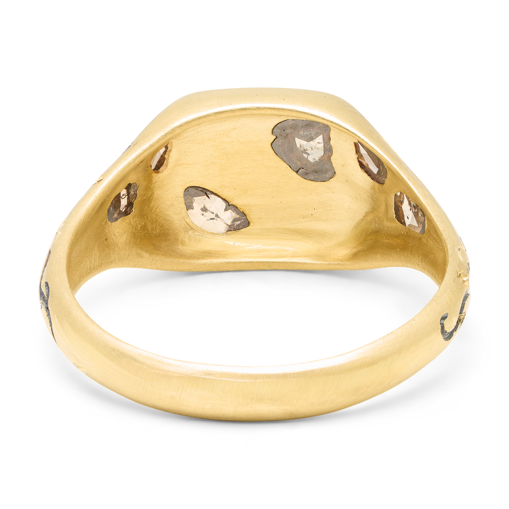 The Raven Cognac Diamond Square Signet Ring - Size 5.5 - 12249