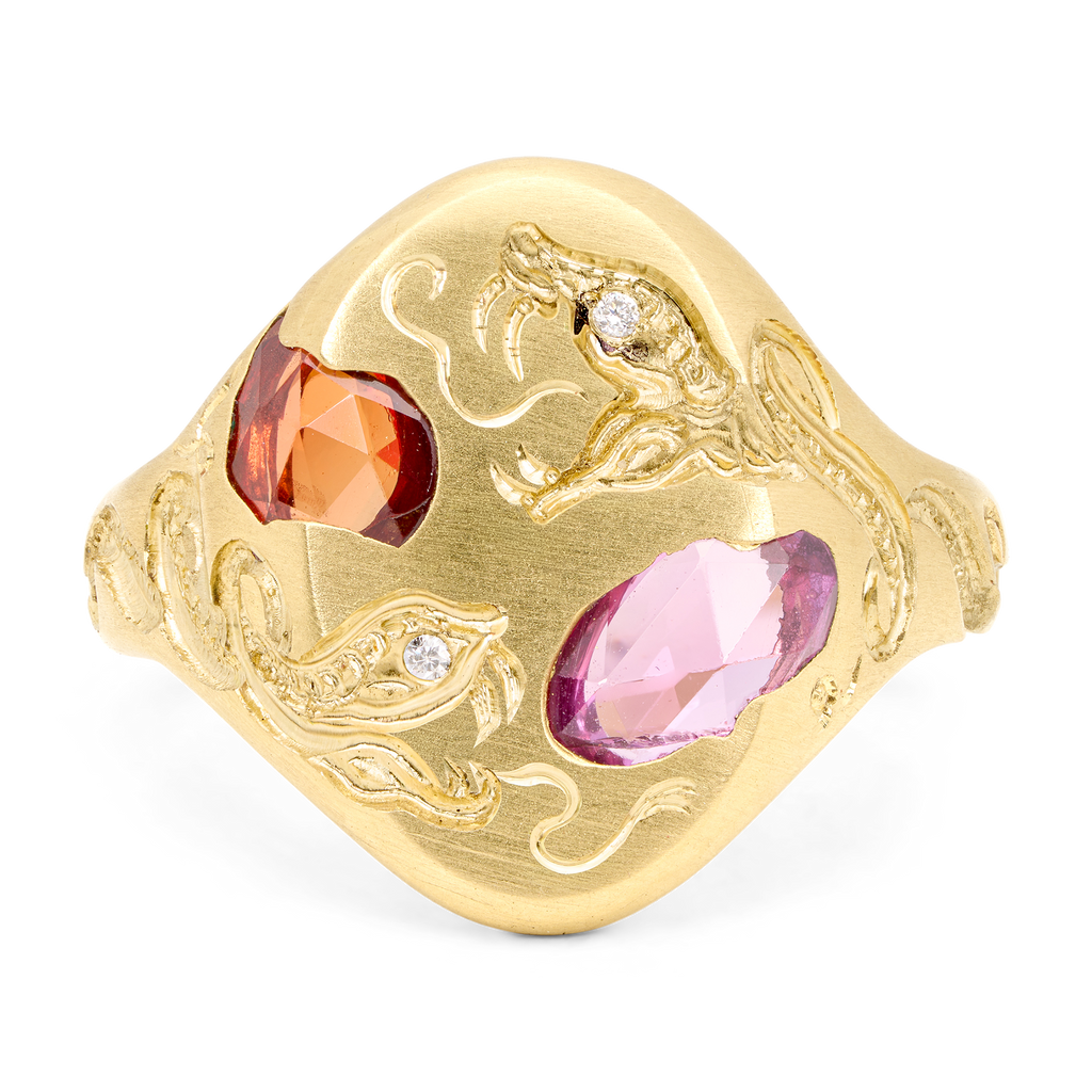Slither Plum Blossom Signet Ring - Size 6 - 12250