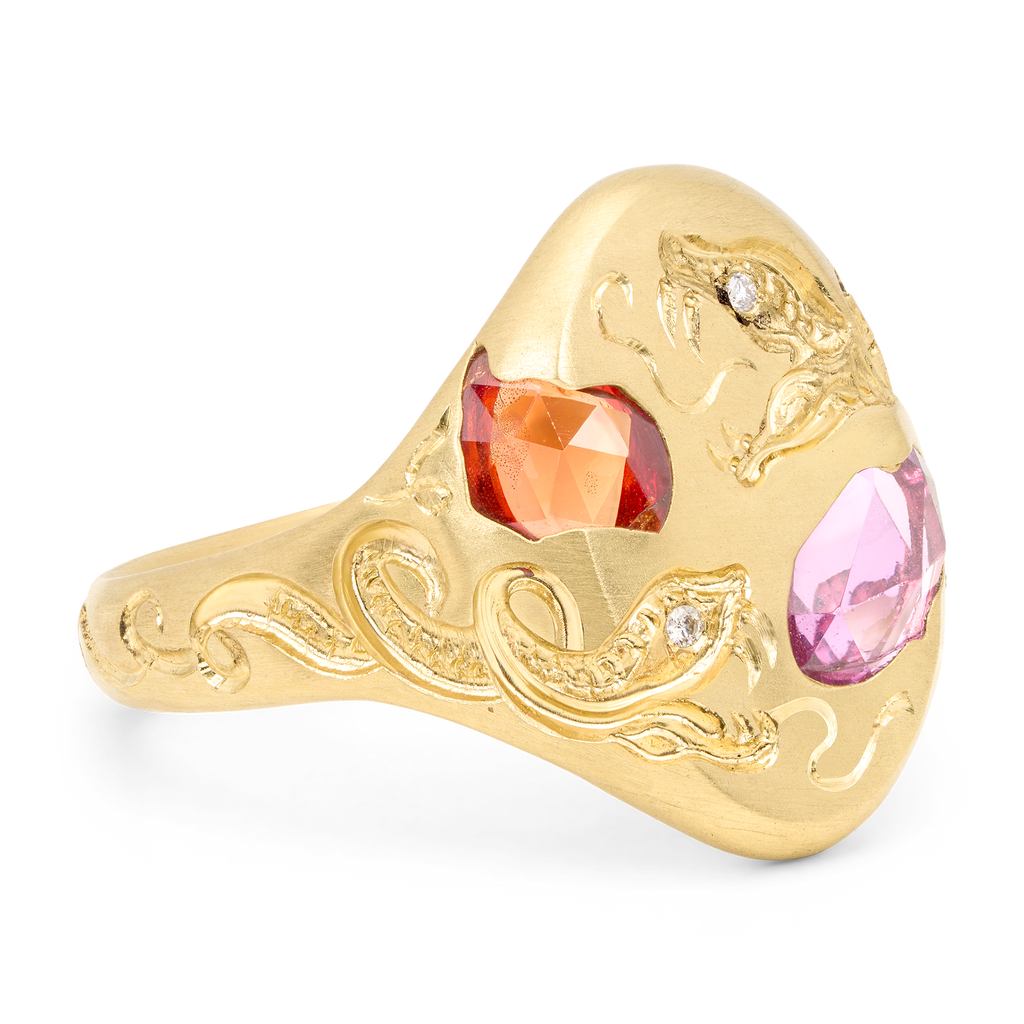 Slither Plum Blossom Signet Ring - Size 6 - 12250