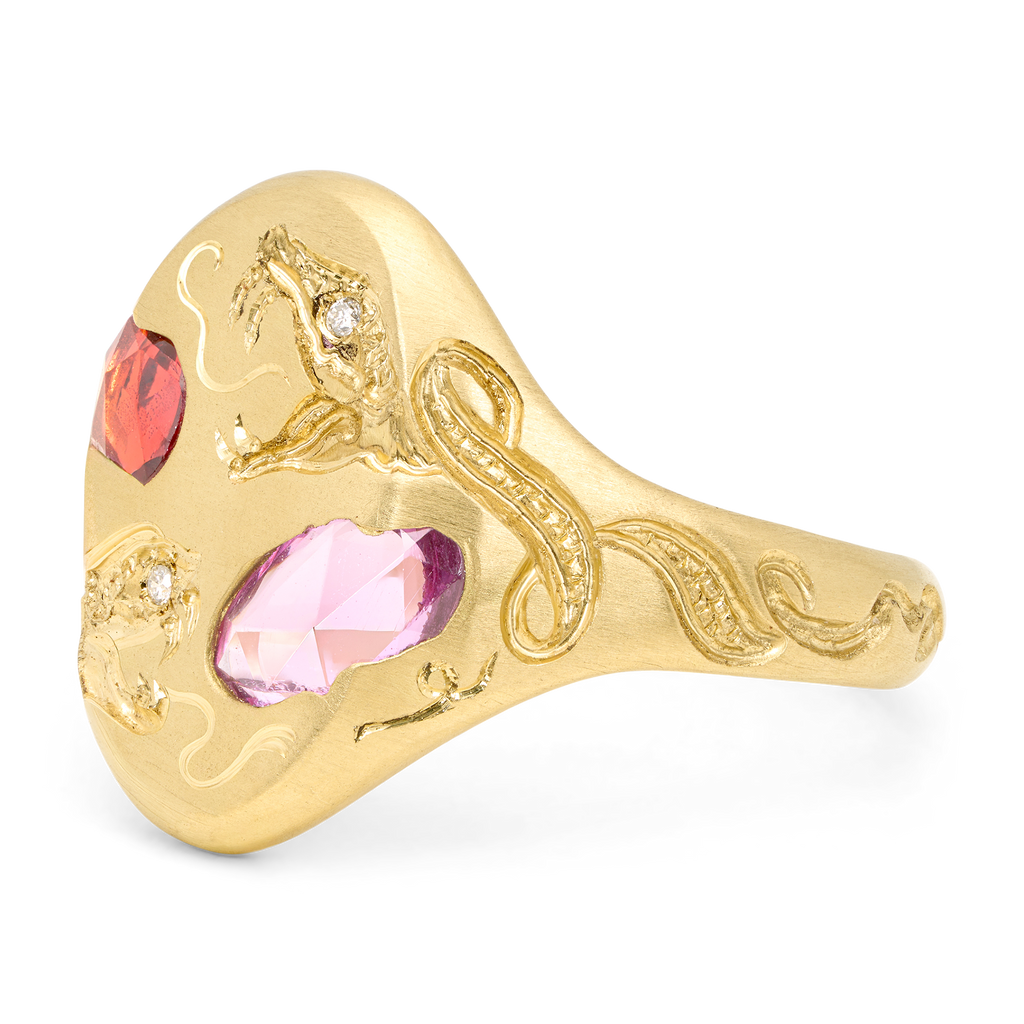 Slither Plum Blossom Signet Ring - Size 6 - 12250
