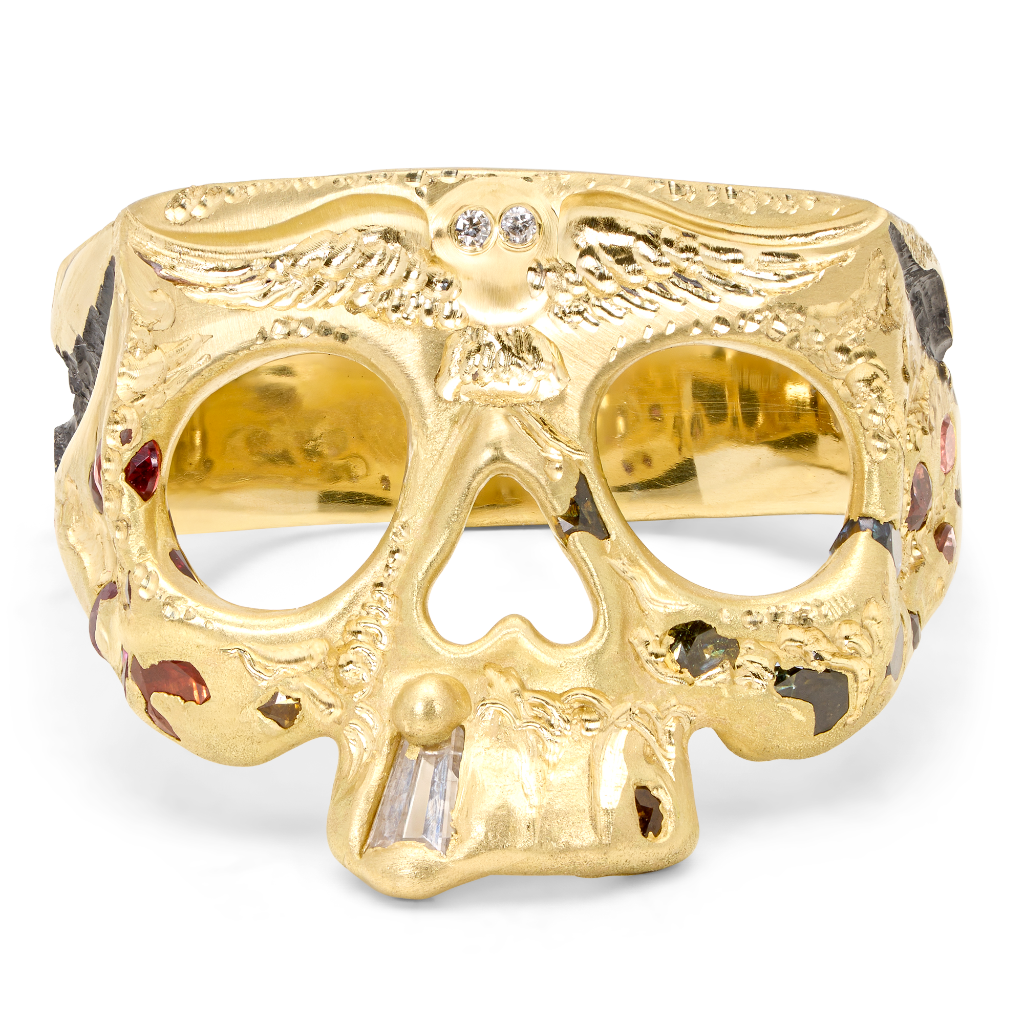 Murmuration Rainbow Pinky Skull Ring - Size 4 - 12251