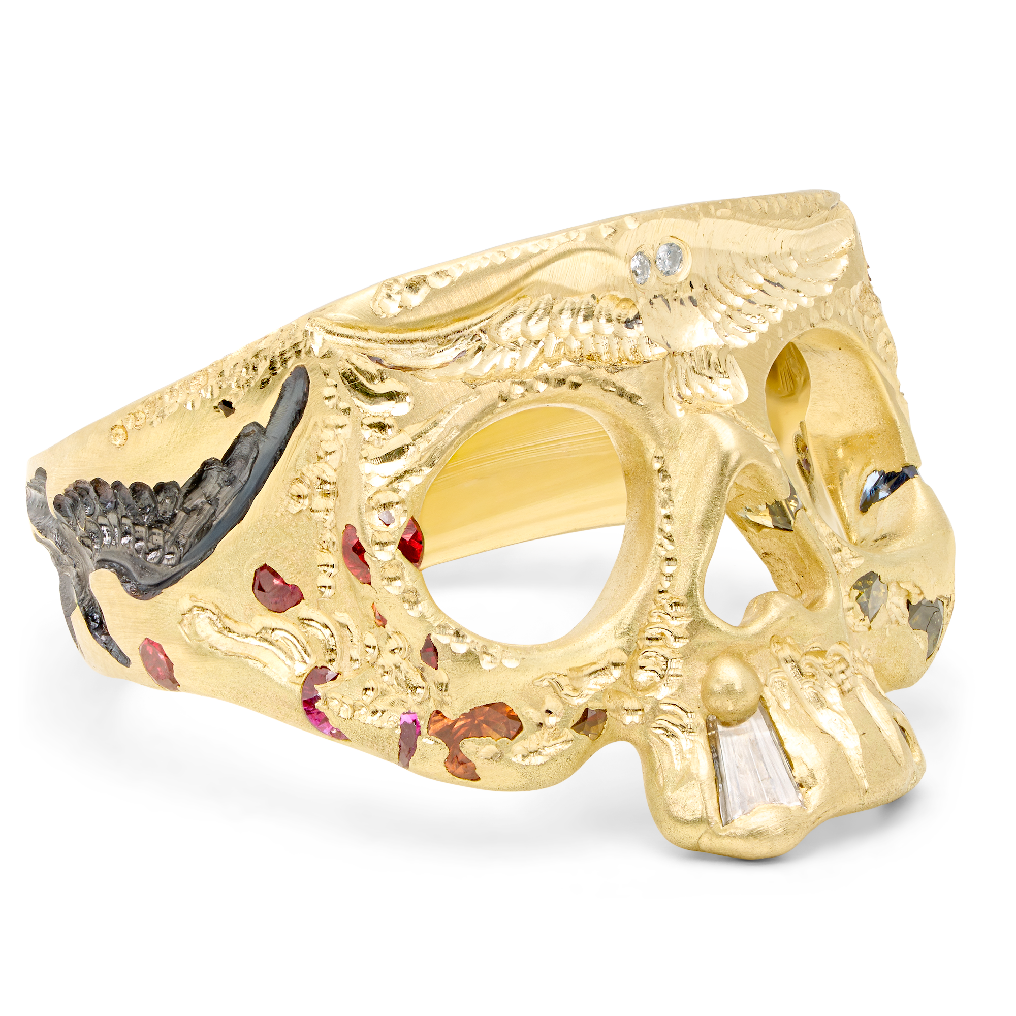 Murmuration Rainbow Pinky Skull Ring - Size 4 - 12251