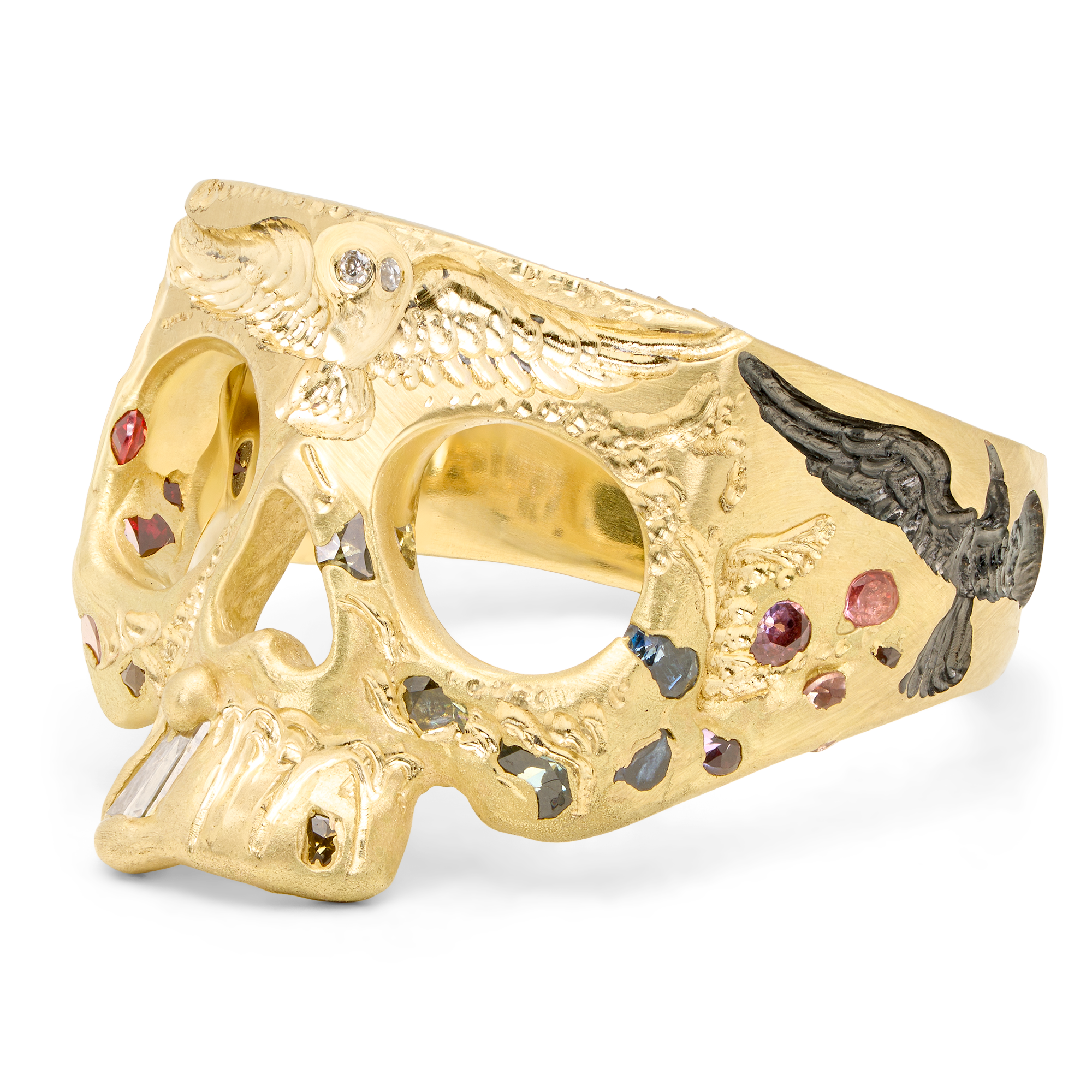 Murmuration Rainbow Pinky Skull Ring - Size 4 - 12251