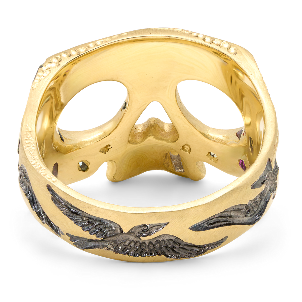 Murmuration Rainbow Pinky Skull Ring - Size 4 - 12251