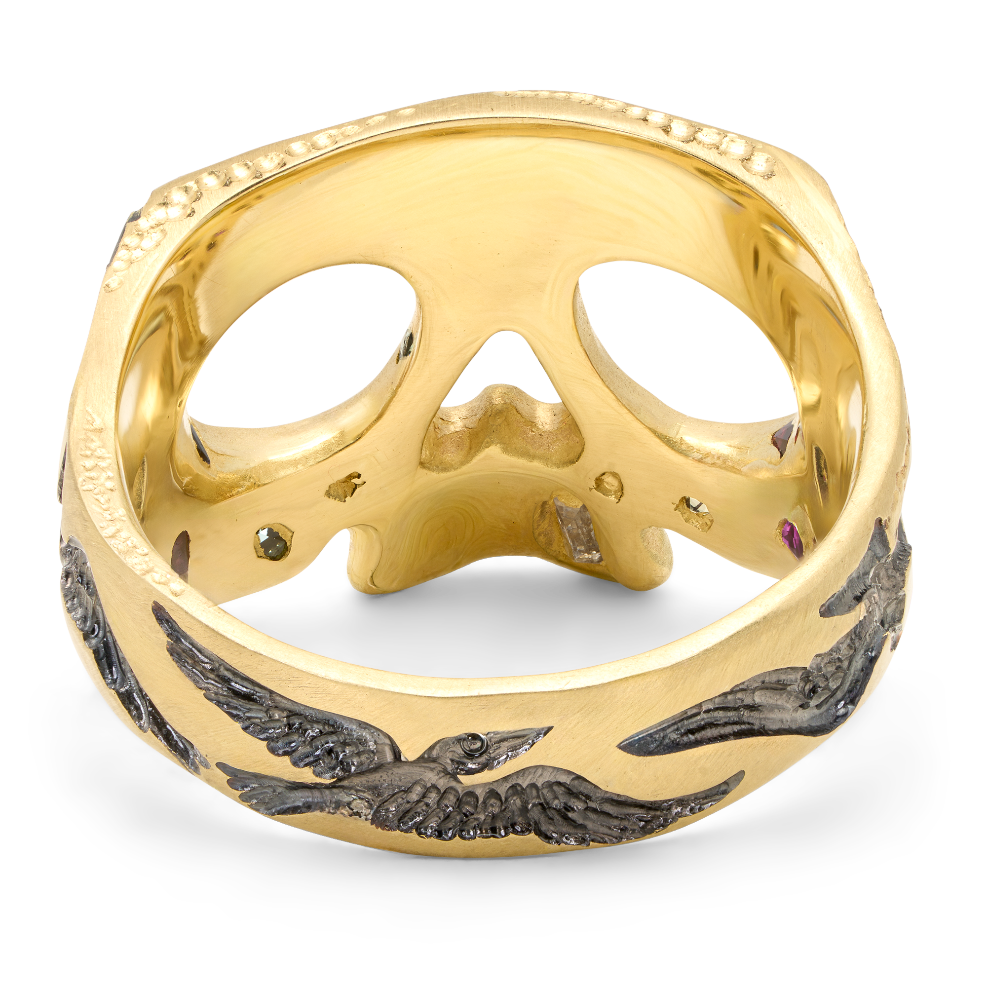 Murmuration Rainbow Pinky Skull Ring - Size 4 - 12251