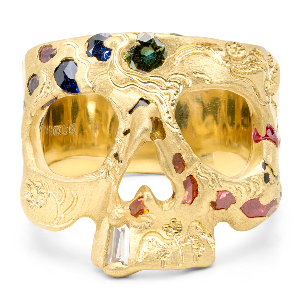 Flight of Fancy Rainbow Confetti Skull Ring - Size 7.5 - 12252