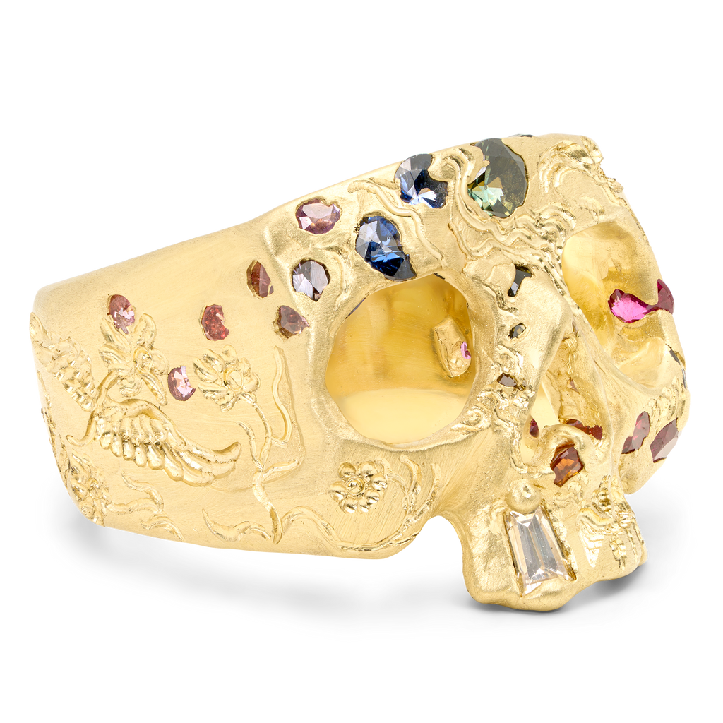 Flight of Fancy Rainbow Confetti Skull Ring - Size 7.5 - 12252