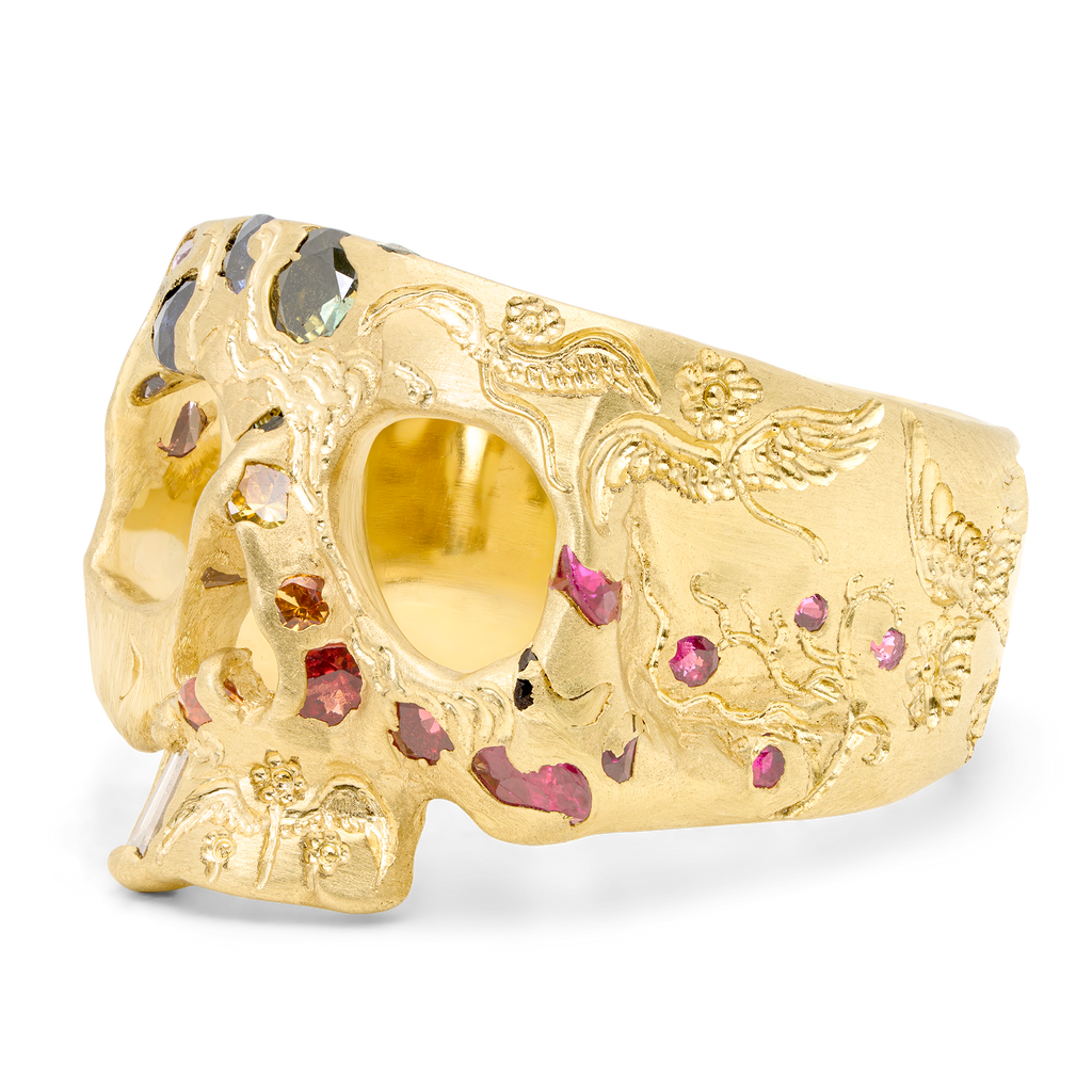Flight of Fancy Rainbow Confetti Skull Ring - Size 7.5 - 12252