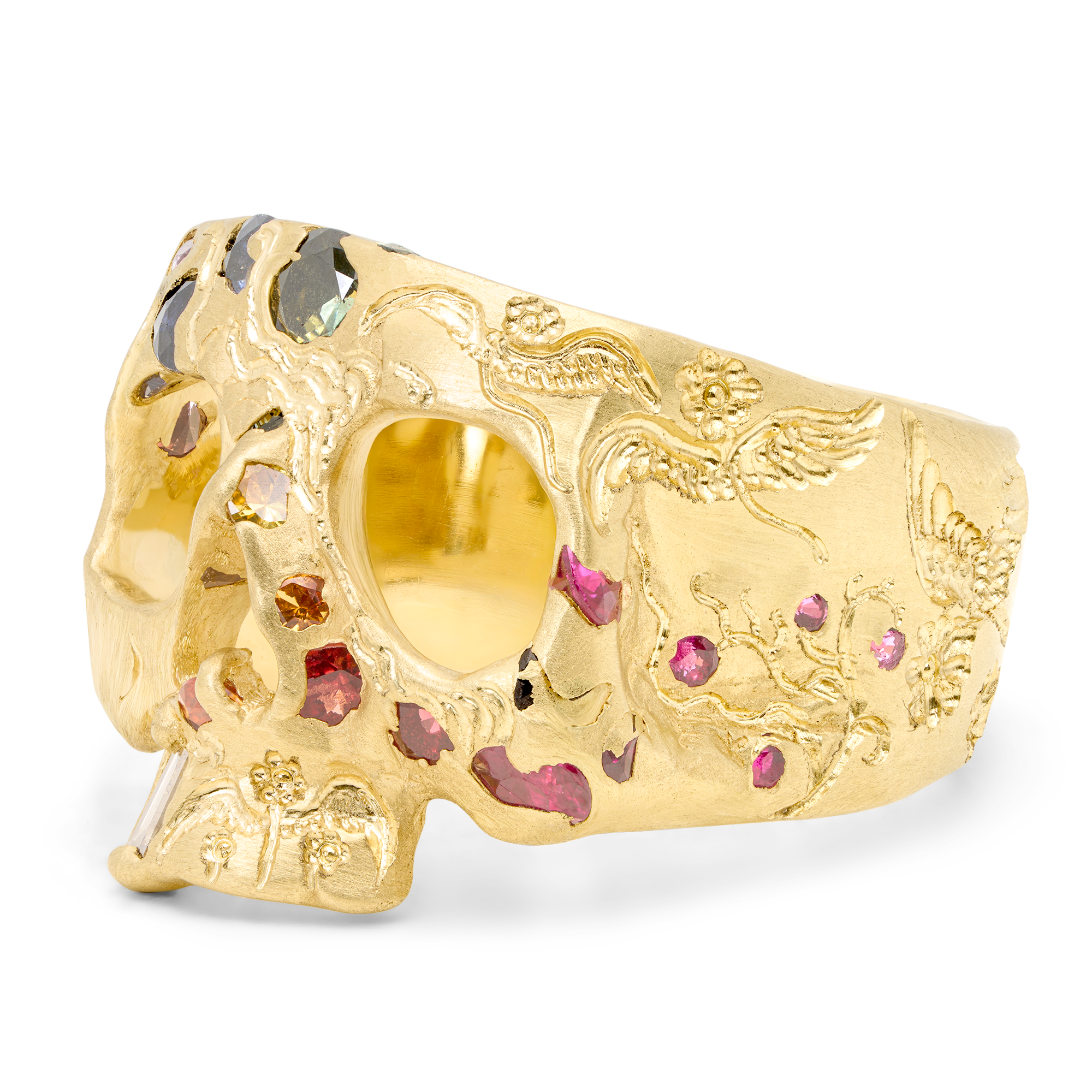 Flight of Fancy Rainbow Confetti Skull Ring - Size 7.5 - 12252