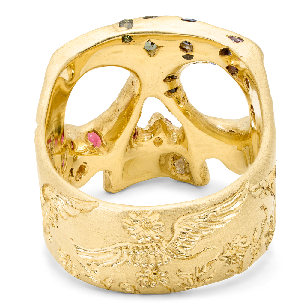 Flight of Fancy Rainbow Confetti Skull Ring - Size 7.5 - 12252
