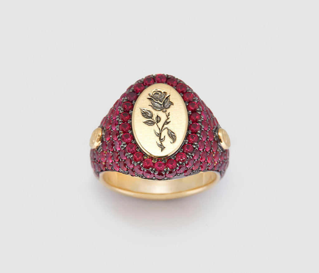 Ruby Pavé Signet Ring - POA