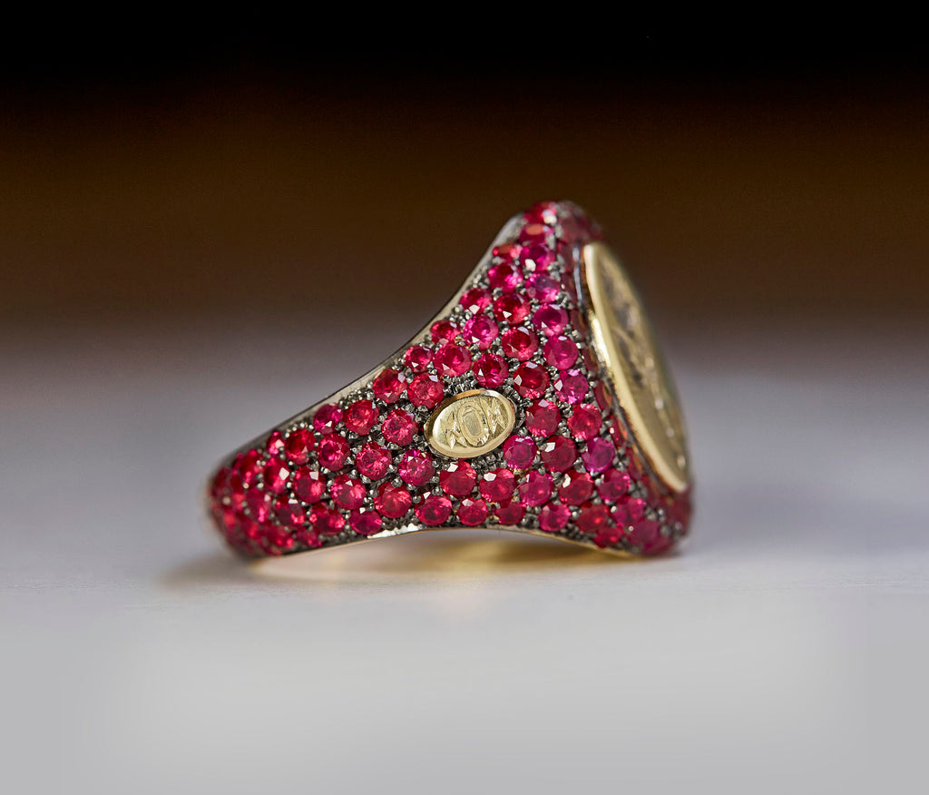 Ruby Pavé Signet Ring - POA