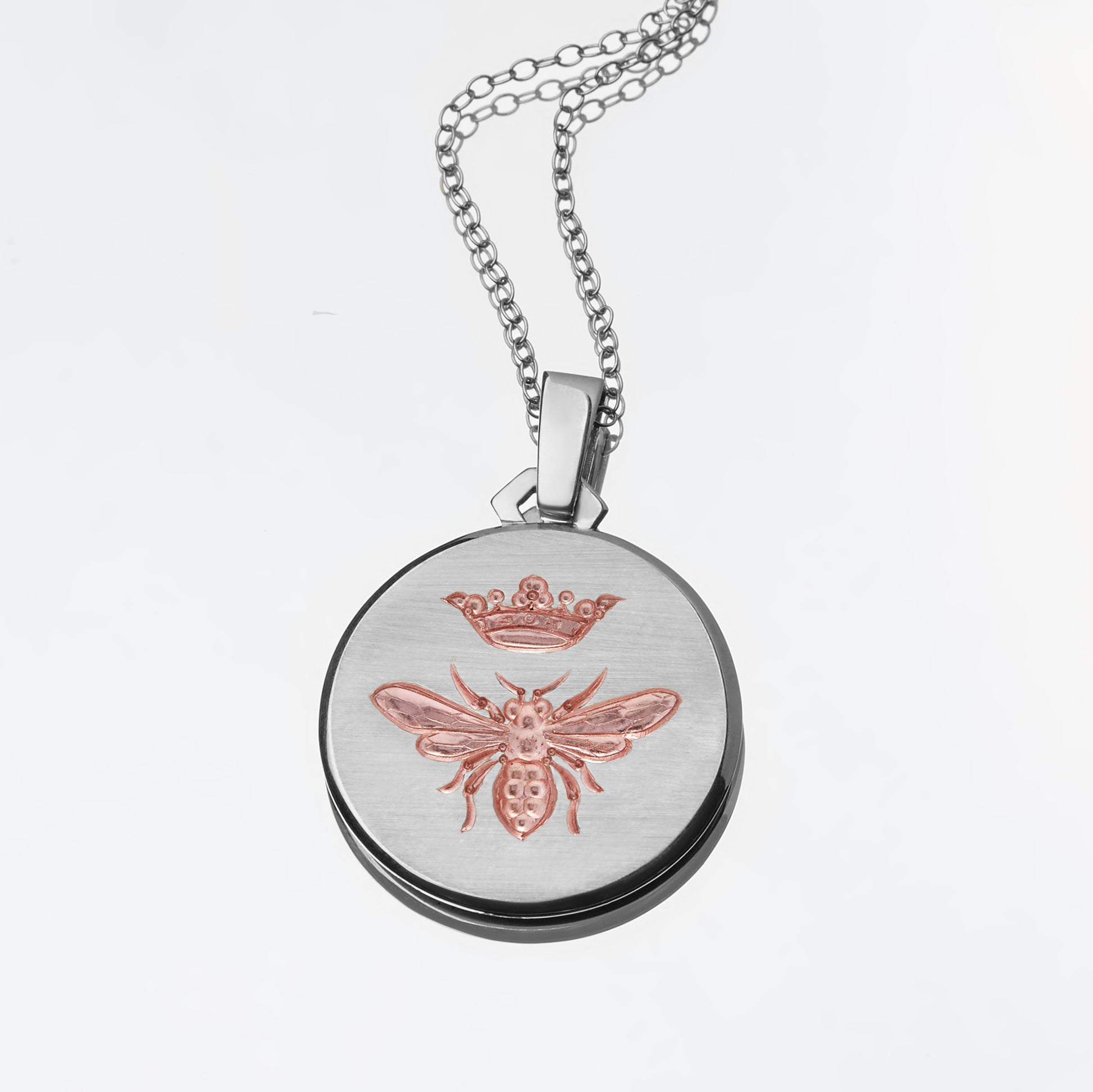 Castro Smith Jewelry hand engraved silver pendants for women with bee and crown design