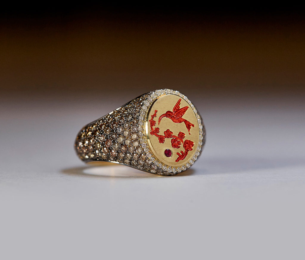 Mini Diamond Pavé Signet Ring - POA