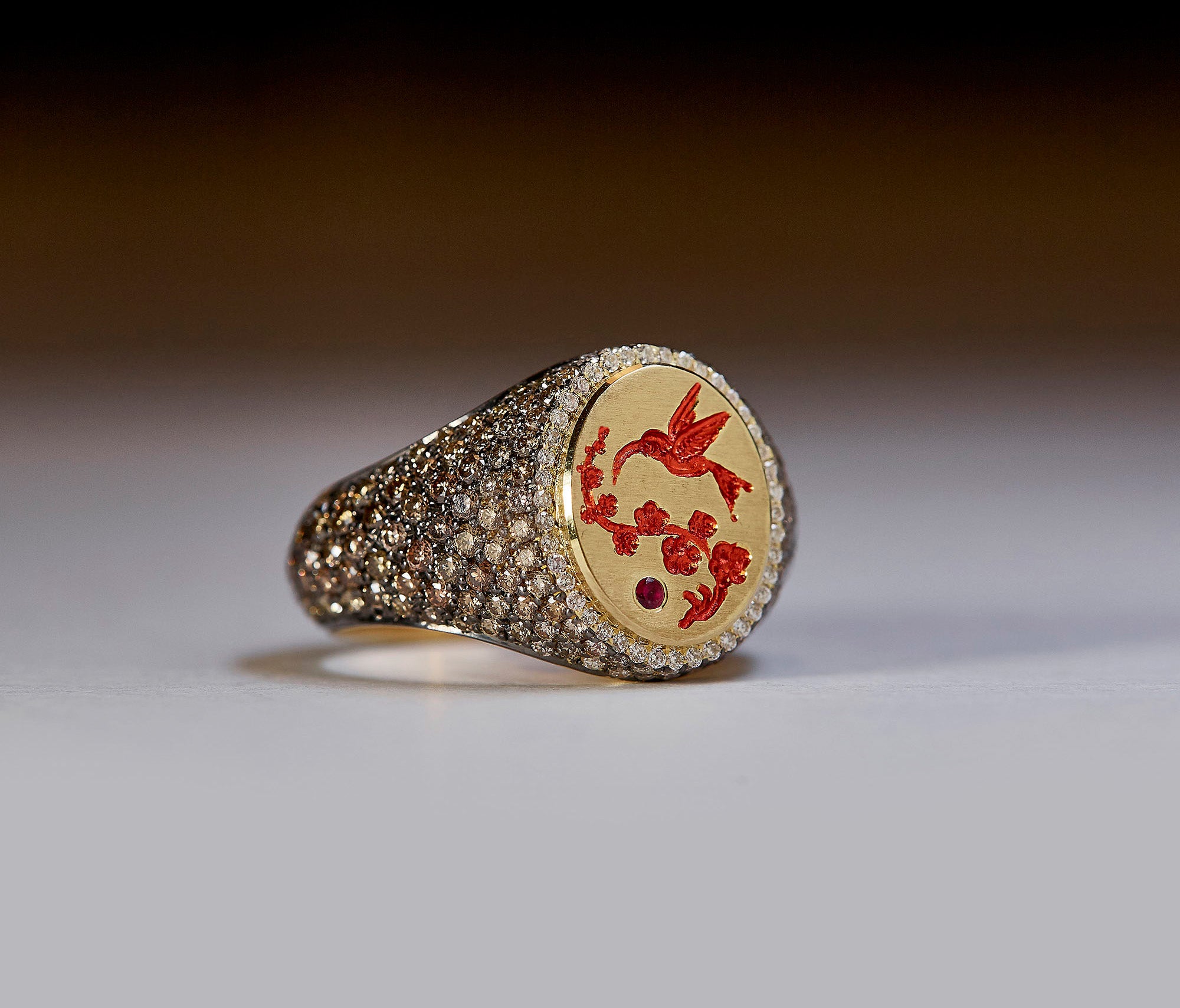 Mini Diamond Pavé Signet Ring - POA