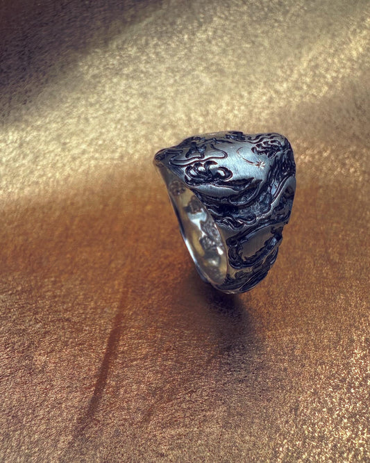 '2 Dragons' Silver Signet Ring