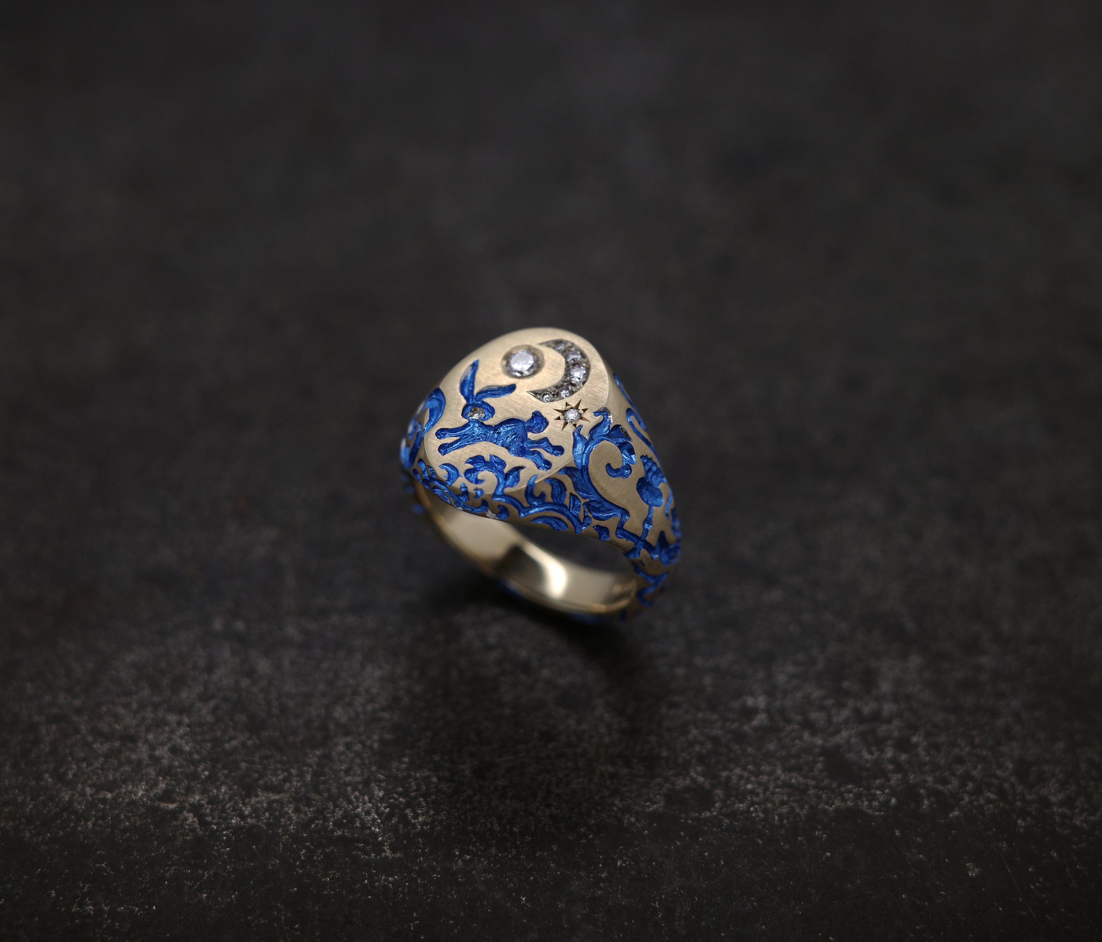 Rabbit & Moon Signet Ring