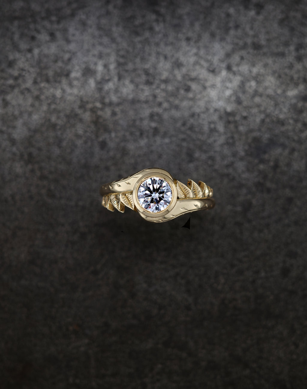 Castro Smith Branch Nature Inspired Engagement Ring with Diamond Hand Engraved Unique