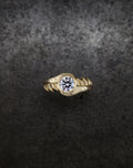 Castro Smith Branch Nature Inspired Engagement Ring with Diamond Hand Engraved Unique