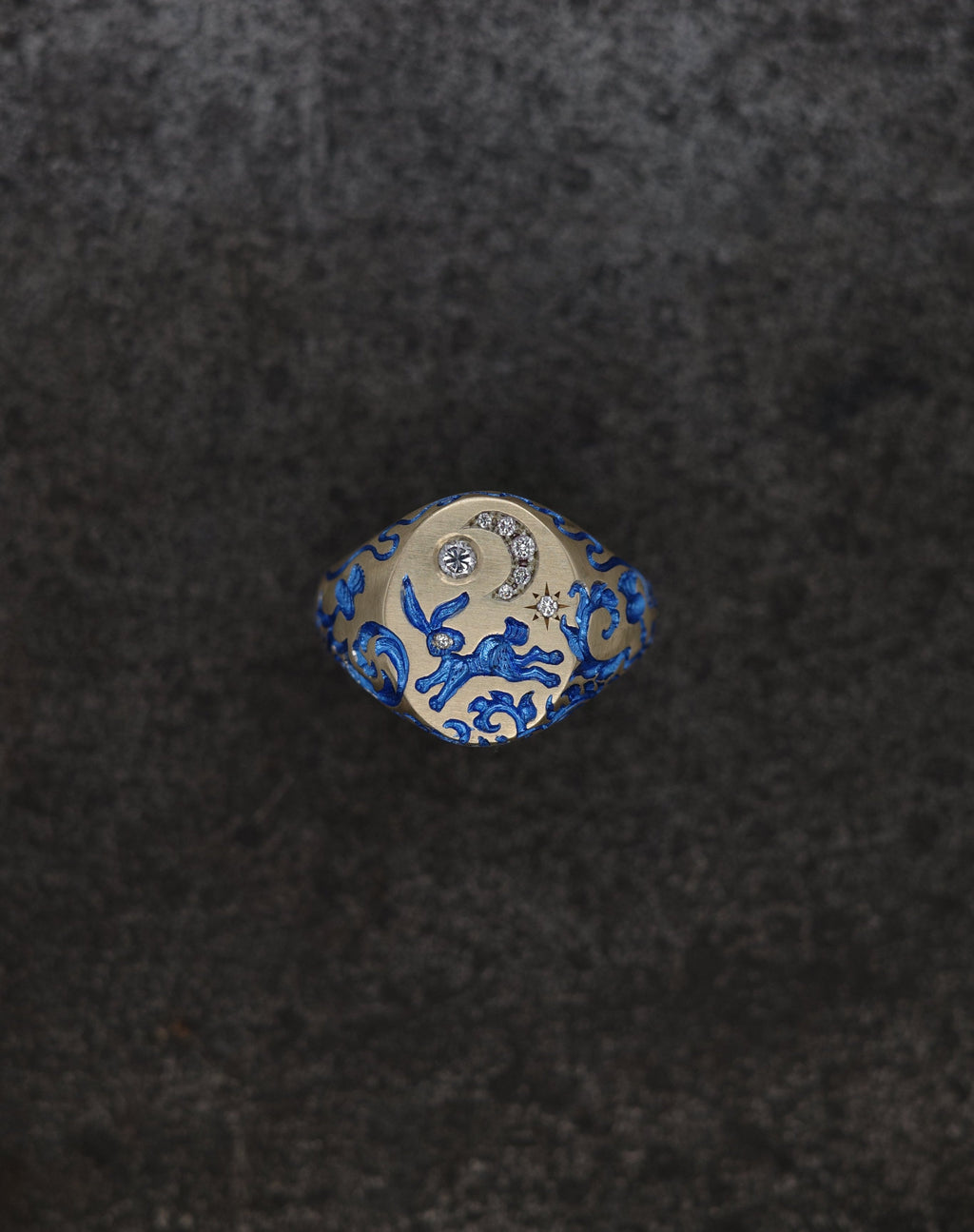 Rabbit & Moon Signet Ring