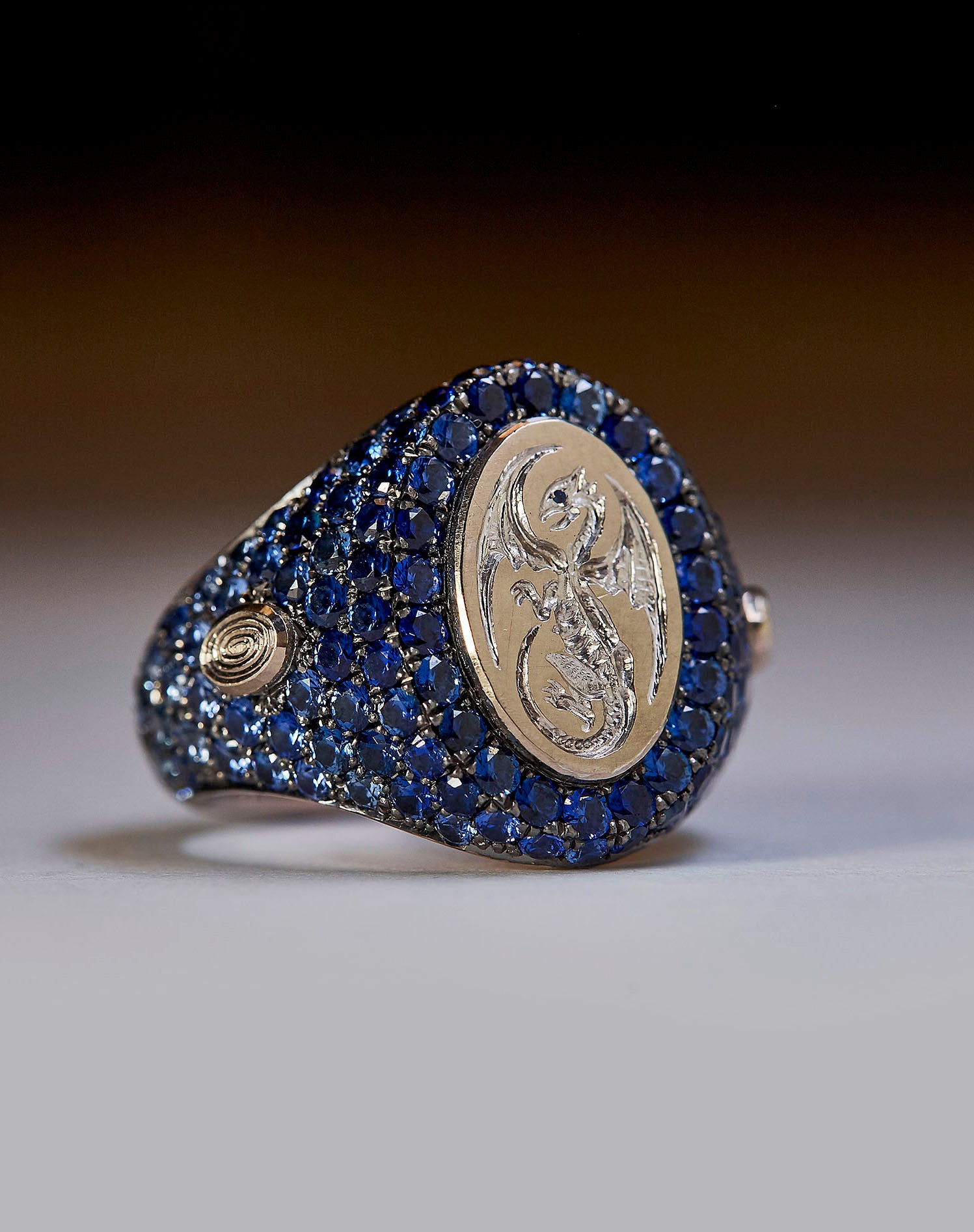Ombre Sapphire Pavé Signet Ring - POA
