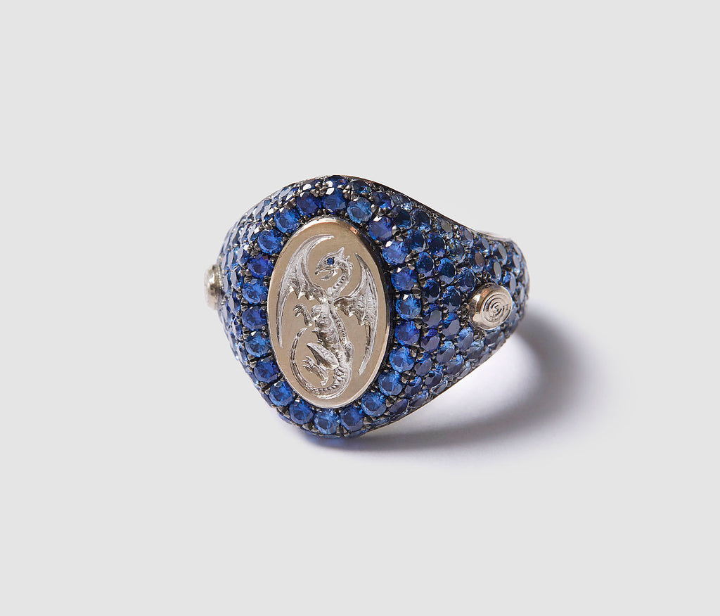 Ombre Sapphire Pavé Signet Ring - POA