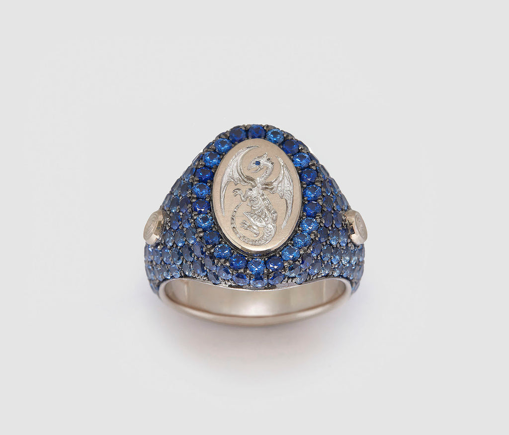 Ombre Sapphire Pavé Signet Ring - POA